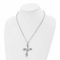 Chisel Stainless Steel Polished Necklace with CZ Swirl Cross Pendant on a Cable Chain, 20" view 4