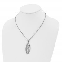 Stainless Steel Polished Wire Designed Oval Necklace, 18" view 4
