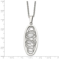 Stainless Steel Polished Wire Designed Oval Necklace, 18" view 5