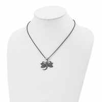 Chisel Stainless Steel Antiqued and Polished Necklace with Marcasite Dragonfly Pendant on an Cable Chain, 18" view 4