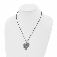 Chisel Stainless Steel Antiqued and Polished Necklace with Marcasite Butterfly Pendant on a Singapore Chain, 20" view 4