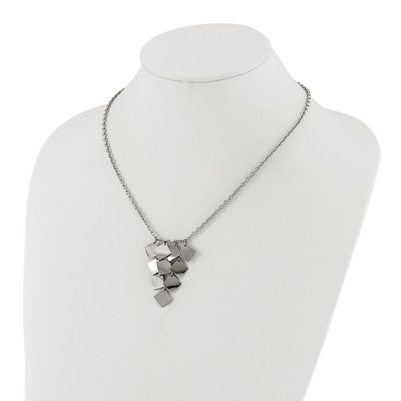 Stainless Steel Polished Fancy Multi-square Necklace