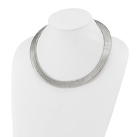 Chisel Stainless Steel Polished and Textured Omega Necklace, 18" view 4