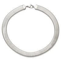 Chisel Stainless Steel Polished and Textured Omega Necklace, 18" view 5
