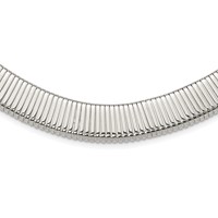 Chisel Stainless Steel Polished and Textured Omega Necklace, 18" view 1