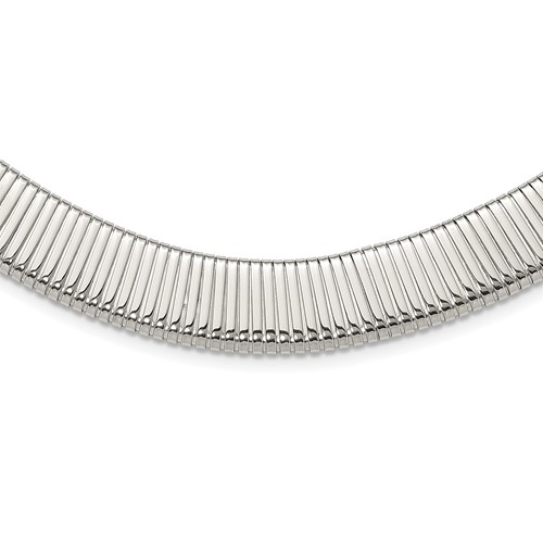 Chisel Stainless Steel Polished and Textured Omega Necklace, 18"