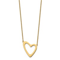 Stainless Steel Polished Yellow IP-plated Heart Necklace with 2in Ext., 17" view 3