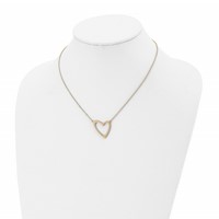 Stainless Steel Polished Yellow IP-plated Heart Necklace with 2in Ext., 17" view 4