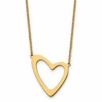 Stainless Steel Polished Yellow IP-plated Heart Necklace with 2in Ext., 17" view 1