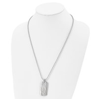 Stainless Steel Polished and Textured Dog Tag Necklace, 24" view 4