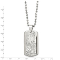Stainless Steel Polished and Textured Dog Tag Necklace, 24" view 3