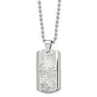 Stainless Steel Polished and Textured Dog Tag Necklace, 24" view 1