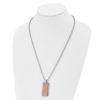 Stainless Steel Polished and Textured Brown IP-plated Necklace, 24" view 4