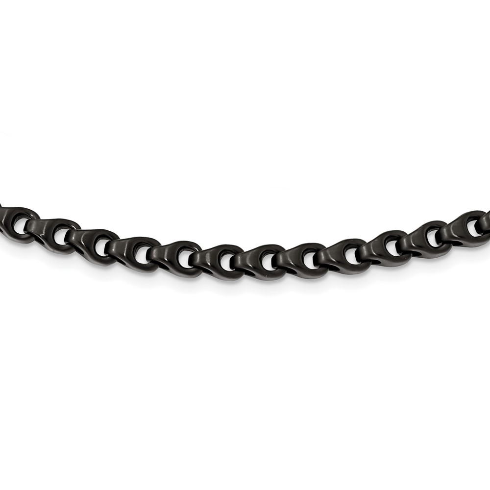 Stainless Steel Brushed Black IP-Plated 24in Link Necklace