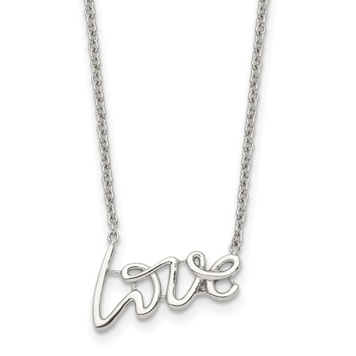 Chisel Stainless Steel Polished Love on an Cable Chain Necklace, 18"