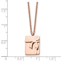 Stainless Steel Polished Rose IP-plated Gift & Bow Necklace with Ext, 2.5" view 5