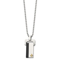 Stainless Steel Polished Yellow & Black IP-plated Dog Tag Necklace, 20" view 3