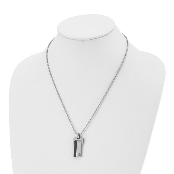 Stainless Steel Polished Yellow & Black IP-plated Dog Tag 20in Necklace