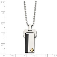 Stainless Steel Polished Yellow & Black IP-plated Dog Tag Necklace, 20" view 5