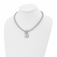 Chisel Stainless Steel Polished Heart Toggle on an Open Link Chain Necklace, 18" view 4