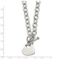 Chisel Stainless Steel Polished Heart Toggle on an Open Link Chain Necklace, 18" view 3
