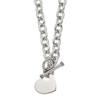 Chisel Stainless Steel Polished Heart Toggle on an Open Link Chain Necklace, 18" view 1
