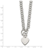 Chisel Stainless Steel Polished Heart Toggle on an Open Link Chain Necklace, 18" view 3