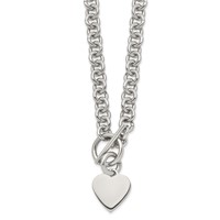 Chisel Stainless Steel Polished Heart Toggle on an Open Link Chain Necklace, 18" view 1