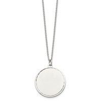 Chisel Stainless Steel Polished Engraveable Round Disc Pendant on an Plus a 2 Inch Extension Cable Chain Necklace, 18" view 3