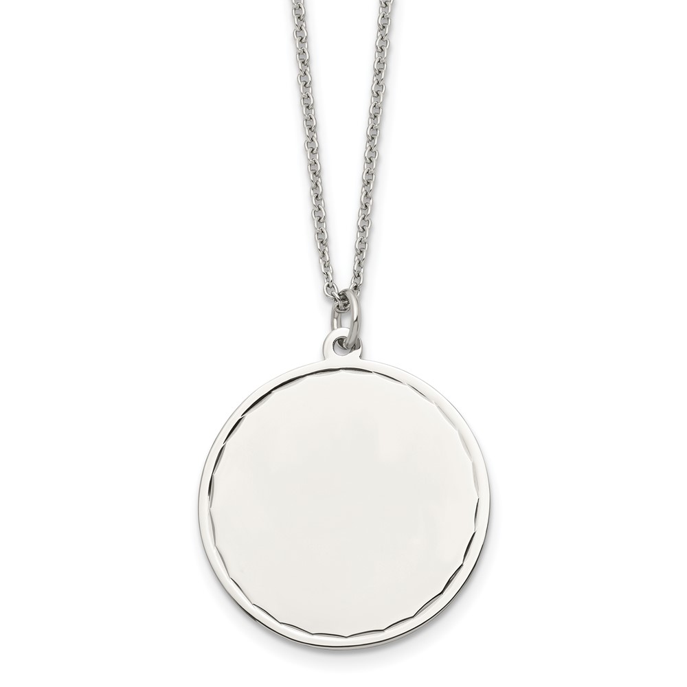 Chisel Stainless Steel Polished Engraveable Round Disc Pendant on an Plus a 2 Inch Extension Cable Chain Necklace, 18"