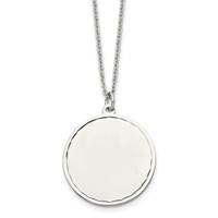 Chisel Stainless Steel Polished Engraveable Round Disc Pendant on an Plus a 2 Inch Extension Cable Chain Necklace, 18" view 1