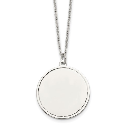 Chisel Stainless Steel Polished Engraveable Round Disc Pendant on an Plus a 2 Inch Extension Cable Chain Necklace, 18"