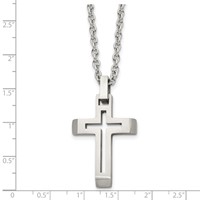 Chisel Stainless Steel Brushed and Polished Cut-out Cross Pendant on a 20 Inch Cable Chain Necklace view 5