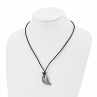Chisel Stainless Steel Brushed and Polished Black IP-plated Claw Pendant on a Black Leather Cord Necklace, 20" view 4