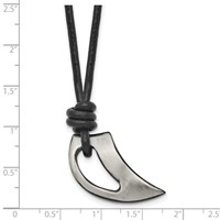Chisel Stainless Steel Brushed and Polished Black IP-plated Claw Pendant on a Black Leather Cord Necklace, 20" view 5