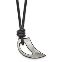 Chisel Stainless Steel Brushed and Polished Black IP-plated Claw Pendant on a Black Leather Cord Necklace, 20" view 1