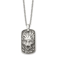 Chisel Stainless Steel Antiqued and Polished Mystical Lion Dog Tag on a Cable Chain Necklace, 22" view 3