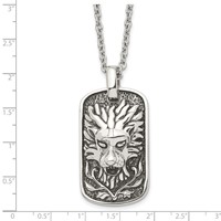 Chisel Stainless Steel Antiqued and Polished Mystical Lion Dog Tag on a Cable Chain Necklace, 22" view 5