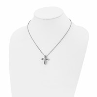 Chisel Stainless Steel Polished Open Cross Pendant on an Cable Chain Necklace, 18" view 4