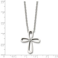 Chisel Stainless Steel Polished Open Cross Pendant on an Cable Chain Necklace, 18" view 5