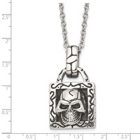 Stainless Steel Antiqued and Polished Skull Necklace, 22" view 5