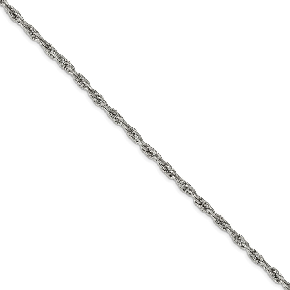 Stainless Steel Polished and Textured 5mm 19.25 Fancy Link Chain