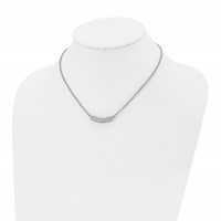 Stainless Steel Polished Yellow PVD-plated CZ Bar Necklace with Ext., 2" view 4