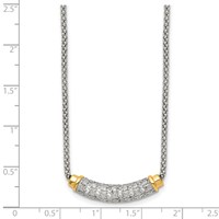 Stainless Steel Polished Yellow PVD-plated CZ Bar Necklace with Ext., 2" view 5