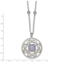 Stainless Steel Polished Synthetic Purple Calcedony Necklace with Ext, 2" view 5