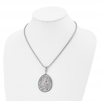 Stainless Steel Antiqued and Polished Multicolor CZ Necklace with Ext, 1.75" view 4