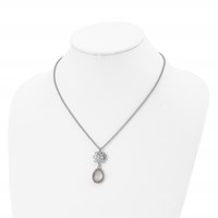 Stainless Steel Polished Rose Quartz 18in W 2in Ext Necklace view 4