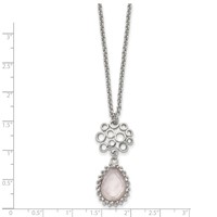 Stainless Steel Polished Rose Quartz 18in W 2in Ext Necklace view 3
