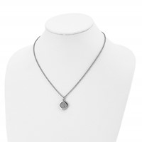 Stainless Steel Polished Necklace with CZ Square with 2in Ext, 18" view 4