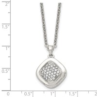 Stainless Steel Polished Necklace with CZ Square with 2in Ext, 18" view 5